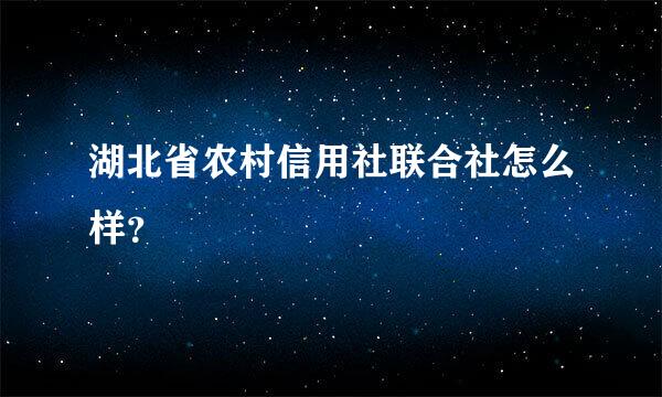 湖北省农村信用社联合社怎么样？