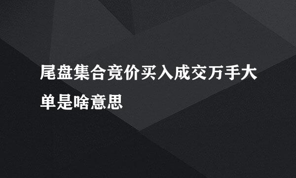 尾盘集合竞价买入成交万手大单是啥意思