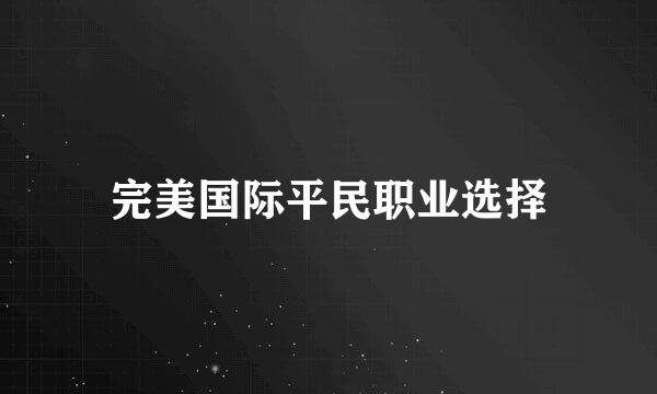 完美国际平民职业选择