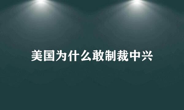 美国为什么敢制裁中兴