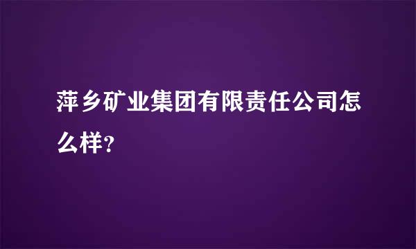 萍乡矿业集团有限责任公司怎么样？