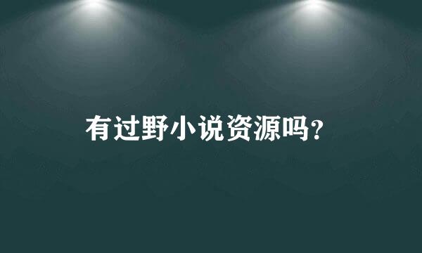 有过野小说资源吗？