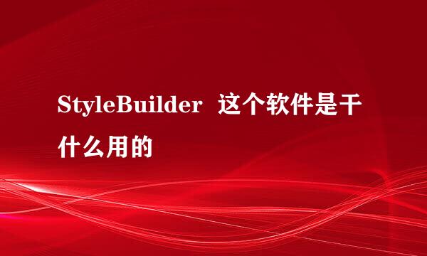 StyleBuilder  这个软件是干什么用的