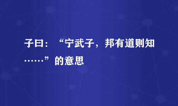 子曰：“宁武子，邦有道则知……”的意思