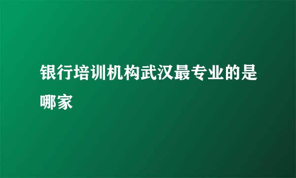 银行培训机构武汉最专业的是哪家