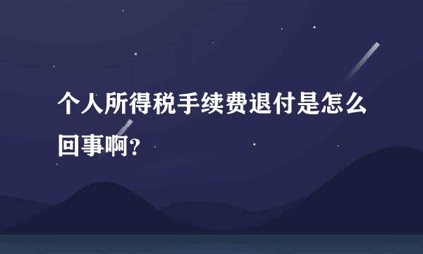 个人所得税手续费退付是怎么回事啊？