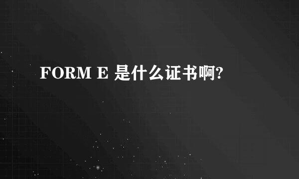 FORM E 是什么证书啊?