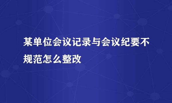 某单位会议记录与会议纪要不规范怎么整改