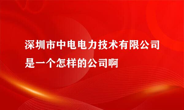 深圳市中电电力技术有限公司是一个怎样的公司啊