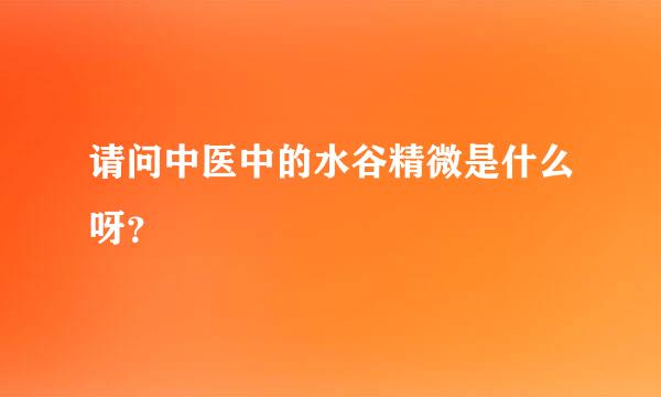 请问中医中的水谷精微是什么呀？