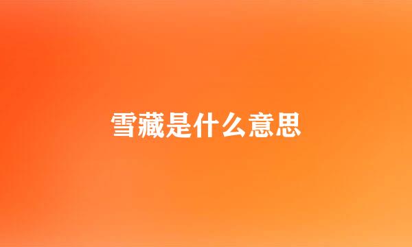 雪藏是什么意思