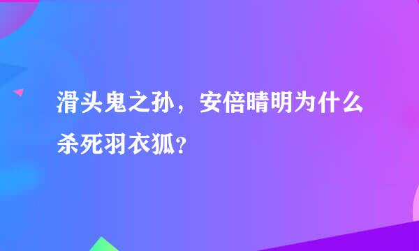 滑头鬼之孙，安倍晴明为什么杀死羽衣狐？