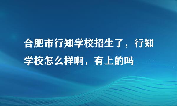 合肥市行知学校招生了，行知学校怎么样啊，有上的吗