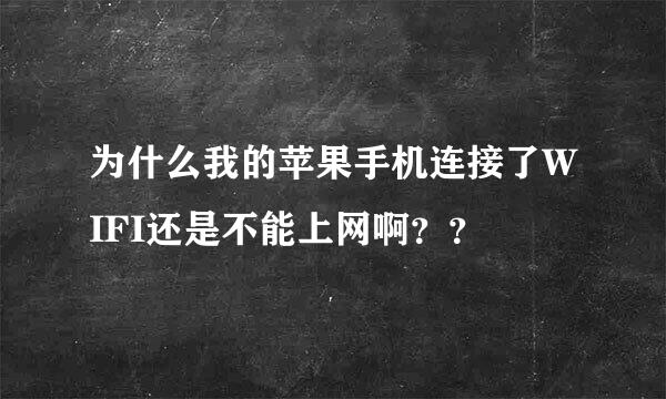 为什么我的苹果手机连接了WIFI还是不能上网啊？？