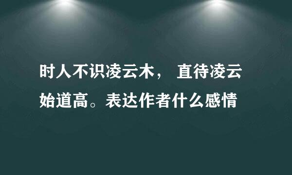 时人不识凌云木， 直待凌云始道高。表达作者什么感情