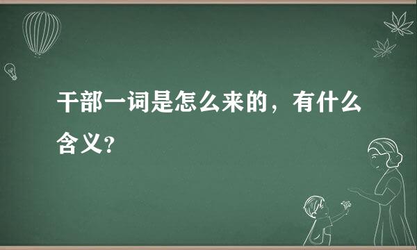 干部一词是怎么来的，有什么含义？