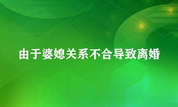 由于婆媳关系不合导致离婚