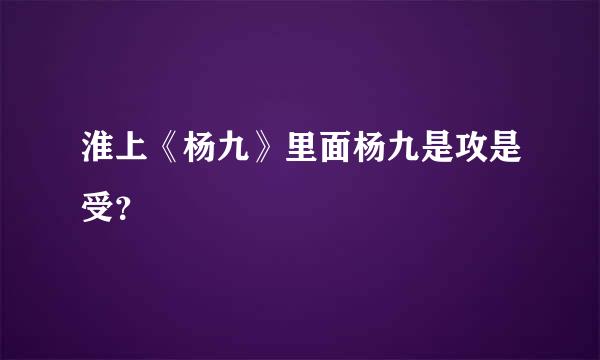 淮上《杨九》里面杨九是攻是受？