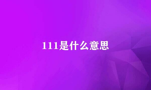 111是什么意思