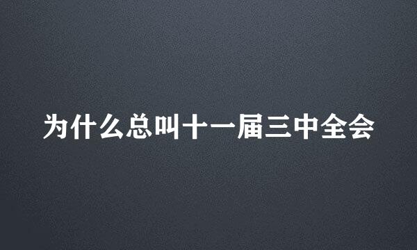 为什么总叫十一届三中全会