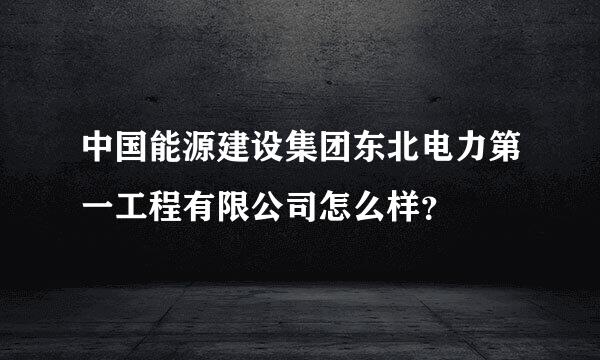 中国能源建设集团东北电力第一工程有限公司怎么样？