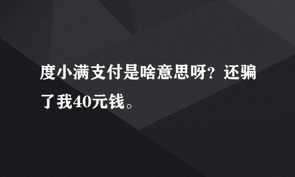 度小满支付是啥意思呀？还骗了我40元钱。