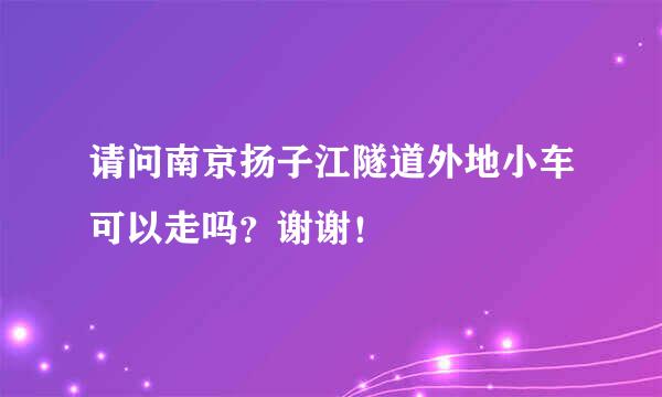 请问南京扬子江隧道外地小车可以走吗？谢谢！