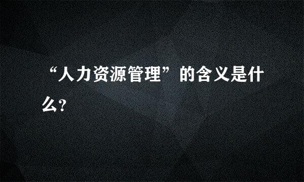 “人力资源管理”的含义是什么？