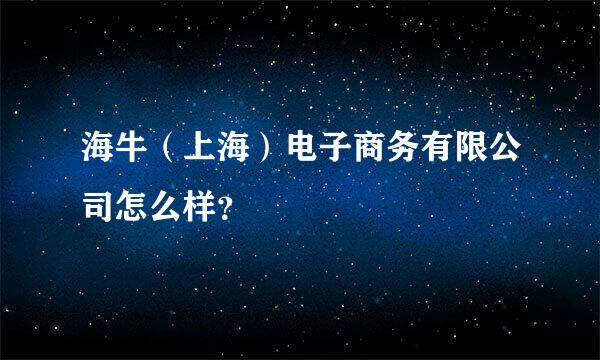 海牛（上海）电子商务有限公司怎么样？