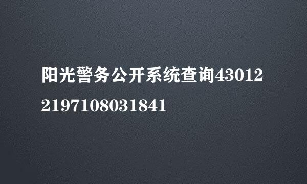 阳光警务公开系统查询430122197108031841