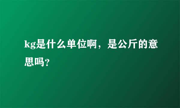 kg是什么单位啊，是公斤的意思吗？