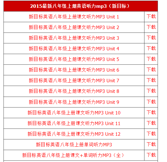 新目标人教版八年级上册英语听力mp3下载