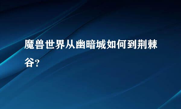 魔兽世界从幽暗城如何到荆棘谷？