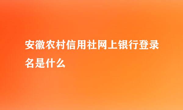 安徽农村信用社网上银行登录名是什么