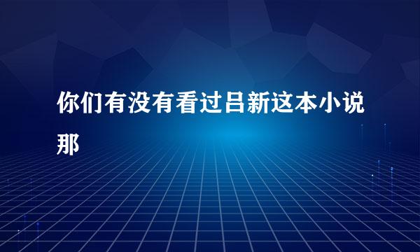 你们有没有看过吕新这本小说那