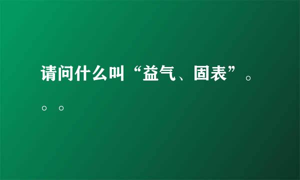 请问什么叫“益气、固表”。。。