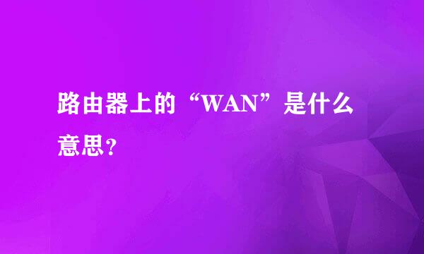 路由器上的“WAN”是什么意思？