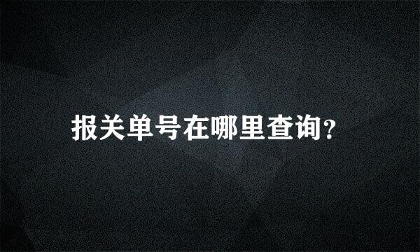 报关单号在哪里查询？