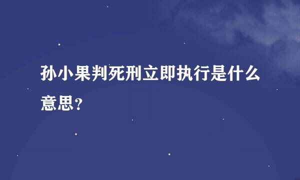 孙小果判死刑立即执行是什么意思？