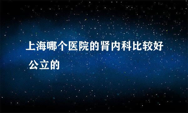 上海哪个医院的肾内科比较好 公立的