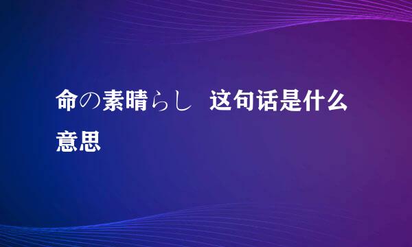 命の素晴らし  这句话是什么意思