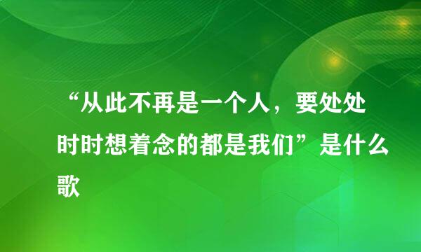 “从此不再是一个人，要处处时时想着念的都是我们”是什么歌