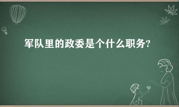 军队里的政委是个什么职务?