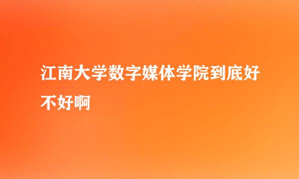 江南大学数字媒体学院到底好不好啊