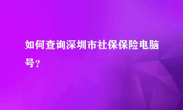 如何查询深圳市社保保险电脑号？