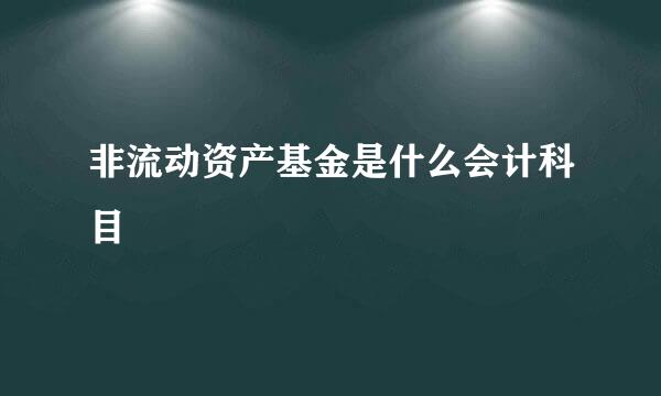 非流动资产基金是什么会计科目