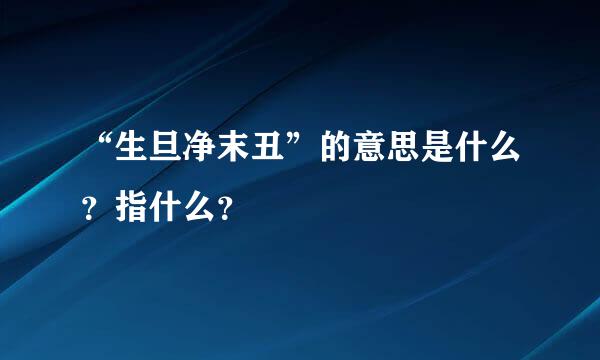 “生旦净末丑”的意思是什么？指什么？