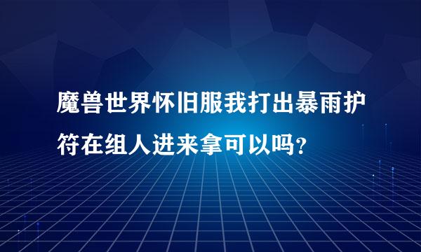 魔兽世界怀旧服我打出暴雨护符在组人进来拿可以吗？