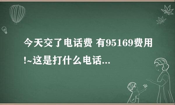 今天交了电话费 有95169费用!~这是打什么电话产生的?