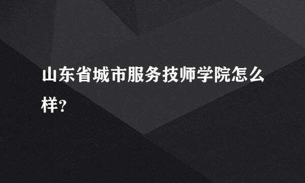 山东省城市服务技师学院怎么样？